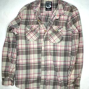 Burton long sleeve flannel shirt double front pocket button up
